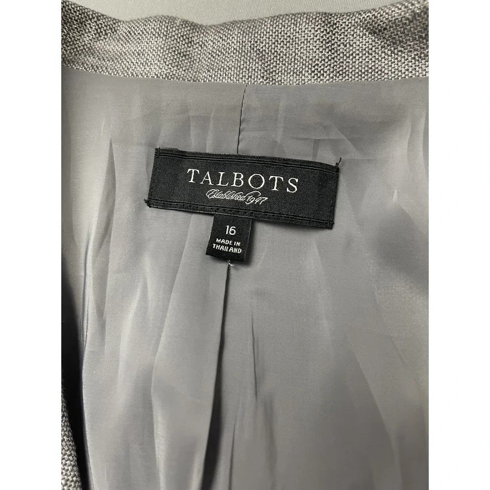 Talbots Womens Blazer Jacket 16 Gray Silver Holiday Party Cocktail Linen‎ Blend